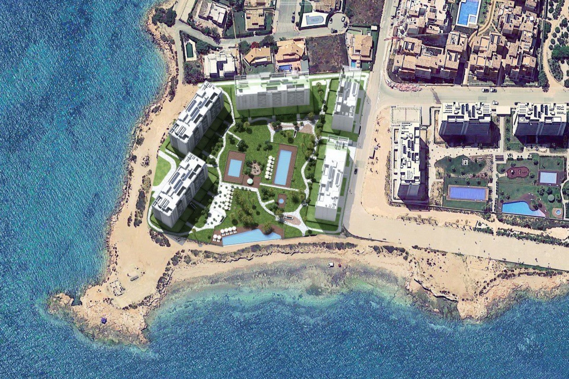 Apartamentos de Nueva Construcción en Primera Línea de Playa en Punta Prima, Torrevieja