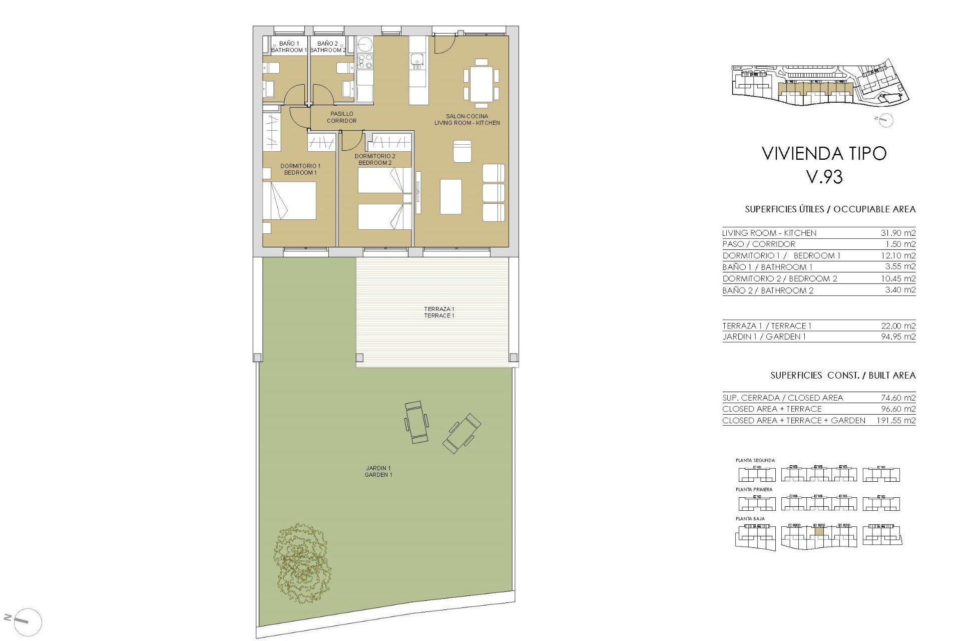 Apartamentos de obra nueva en el campo de golf en Pilar de la Horadada