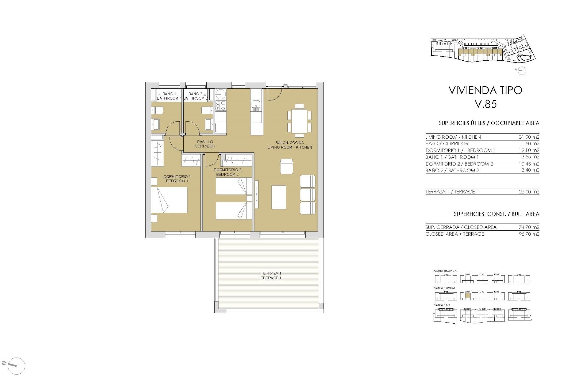 Apartamentos de obra nueva en el campo de golf en Pilar de la Horadada