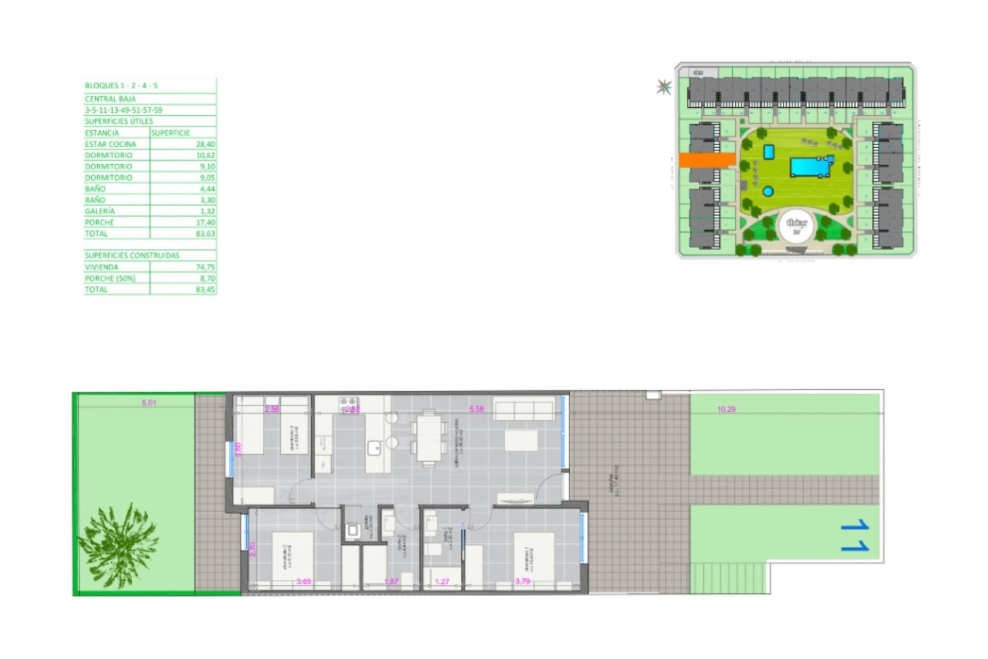 Bungalow met 3 slaapkamers en tuin in Pilar de la Horadada Thiar Village 3 in Pilar de la Horadada