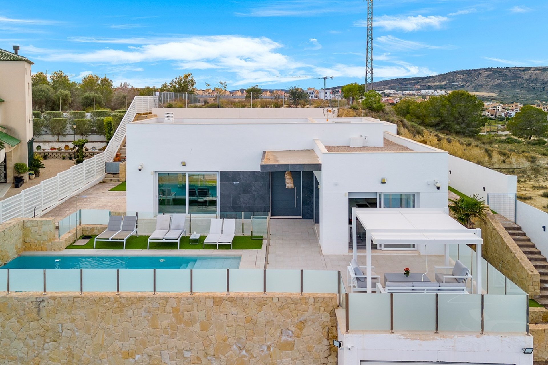 ﻿Modern villa with private pool, views, and luxury finishes in Algorfa, Alicante