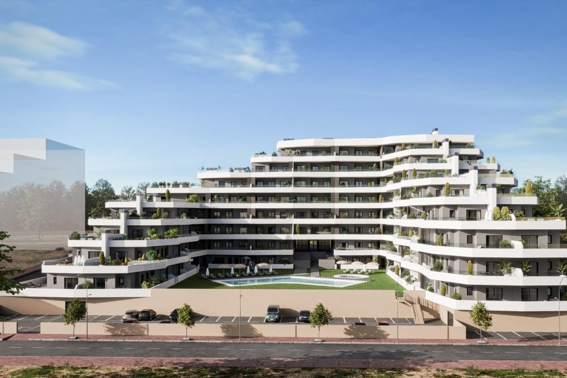 Modern gelijkvloers appartement met tuin en zwembad in San Miguel de Salinas