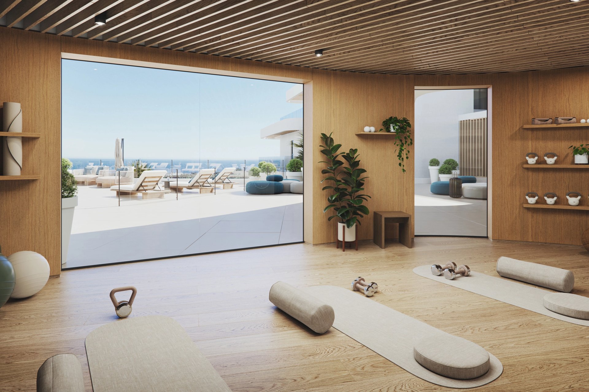 Nieuwbouw appartement met 1 slaapkamer, zeezicht en zwembad in Las Lagunas de Mijas