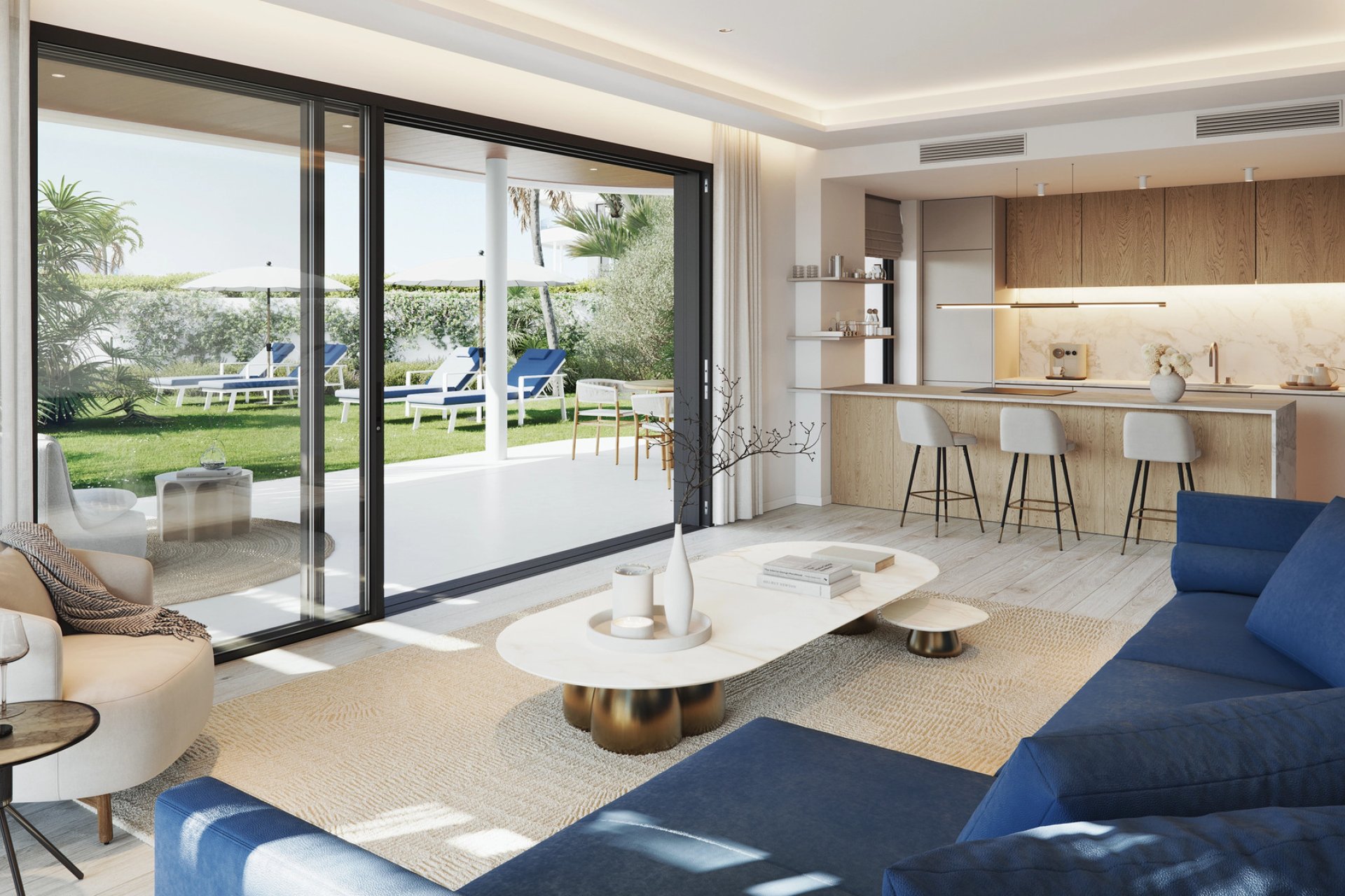 Nieuwbouw appartement met 1 slaapkamer, zeezicht en zwembad in Las Lagunas de Mijas