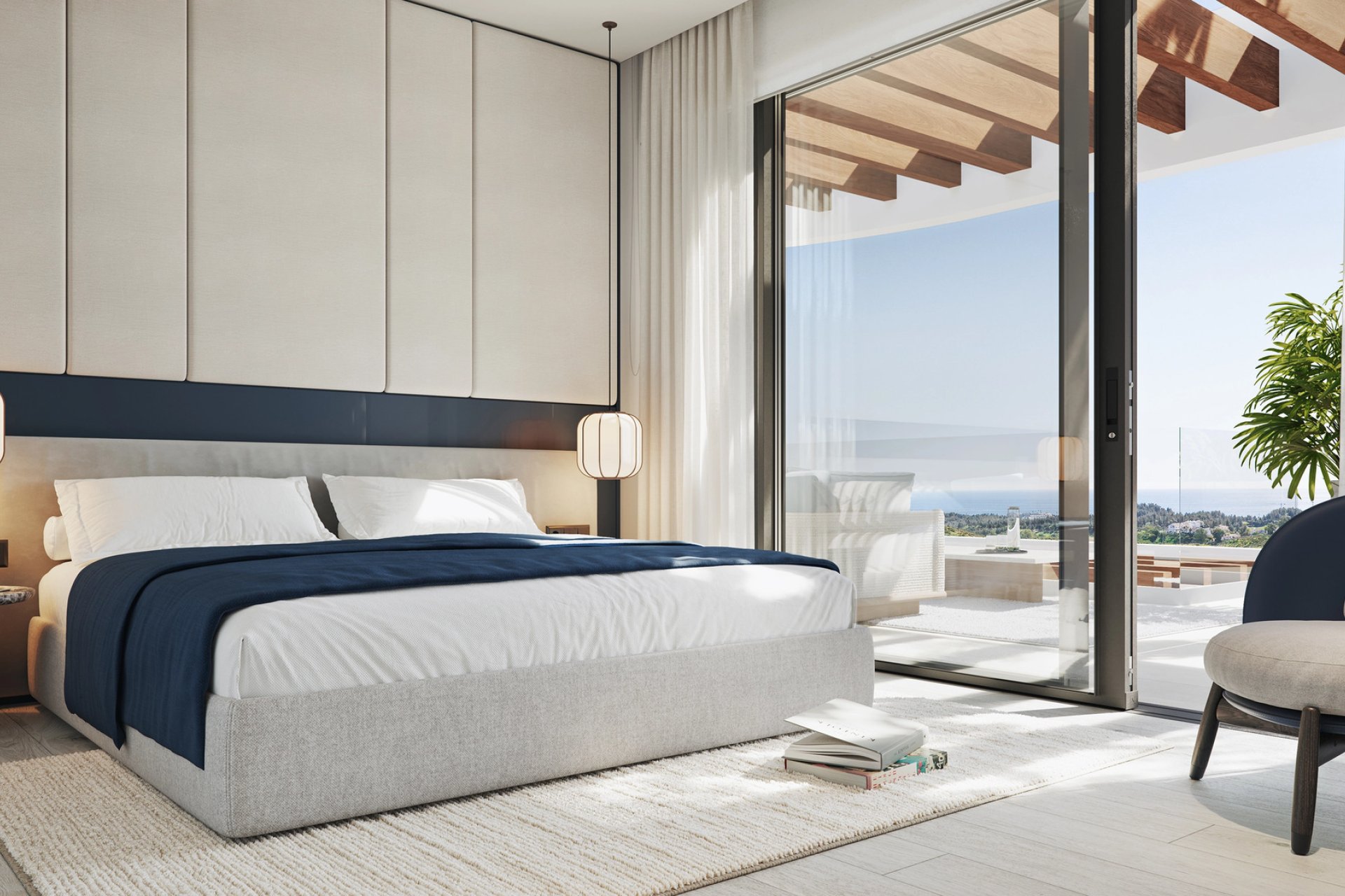 Nieuwbouw appartement met 1 slaapkamer, zeezicht en zwembad in Las Lagunas de Mijas