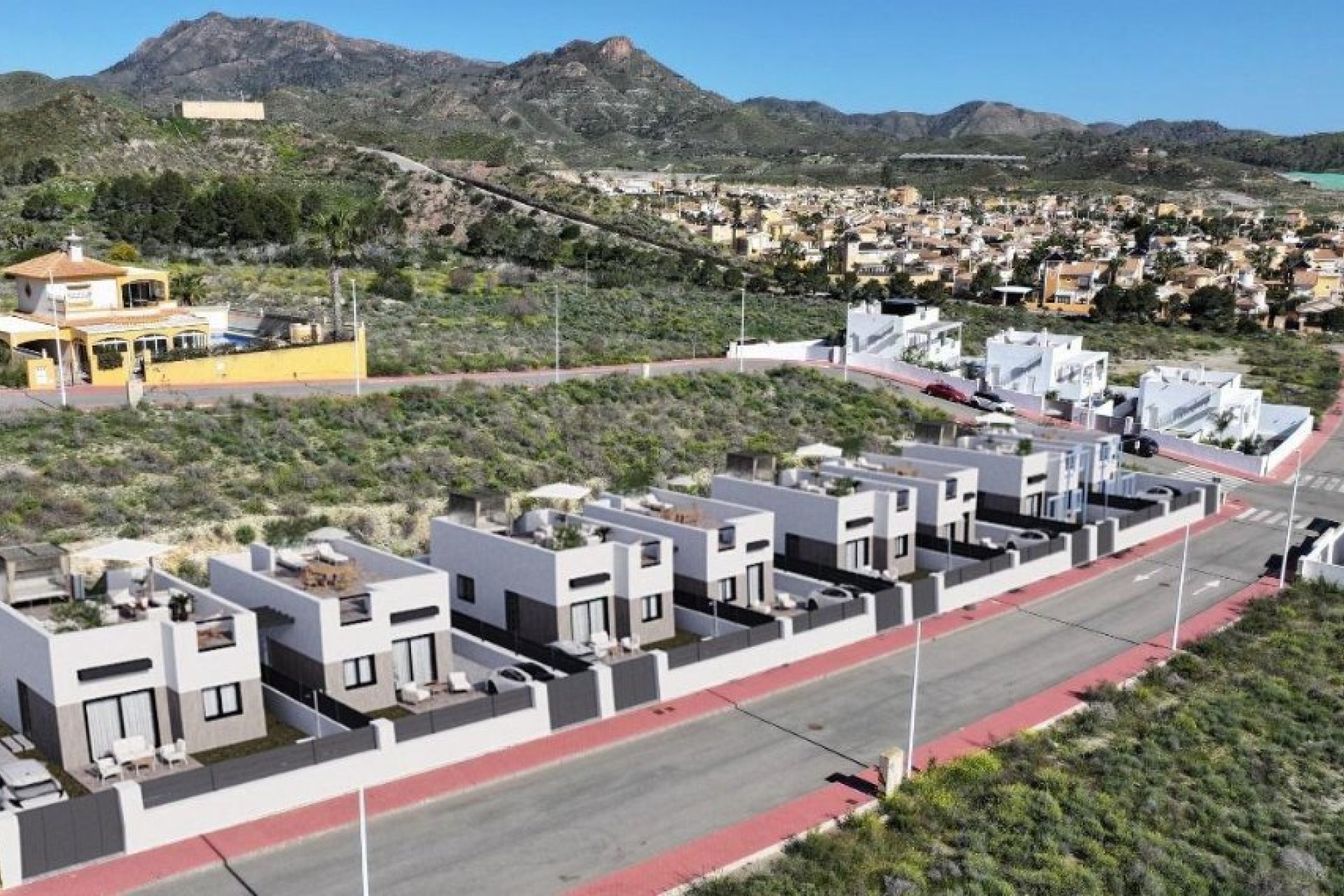 Villa moderna de 3 dormitorios con vistas a la ciudad en Mazarrón, cerca del campo de golf