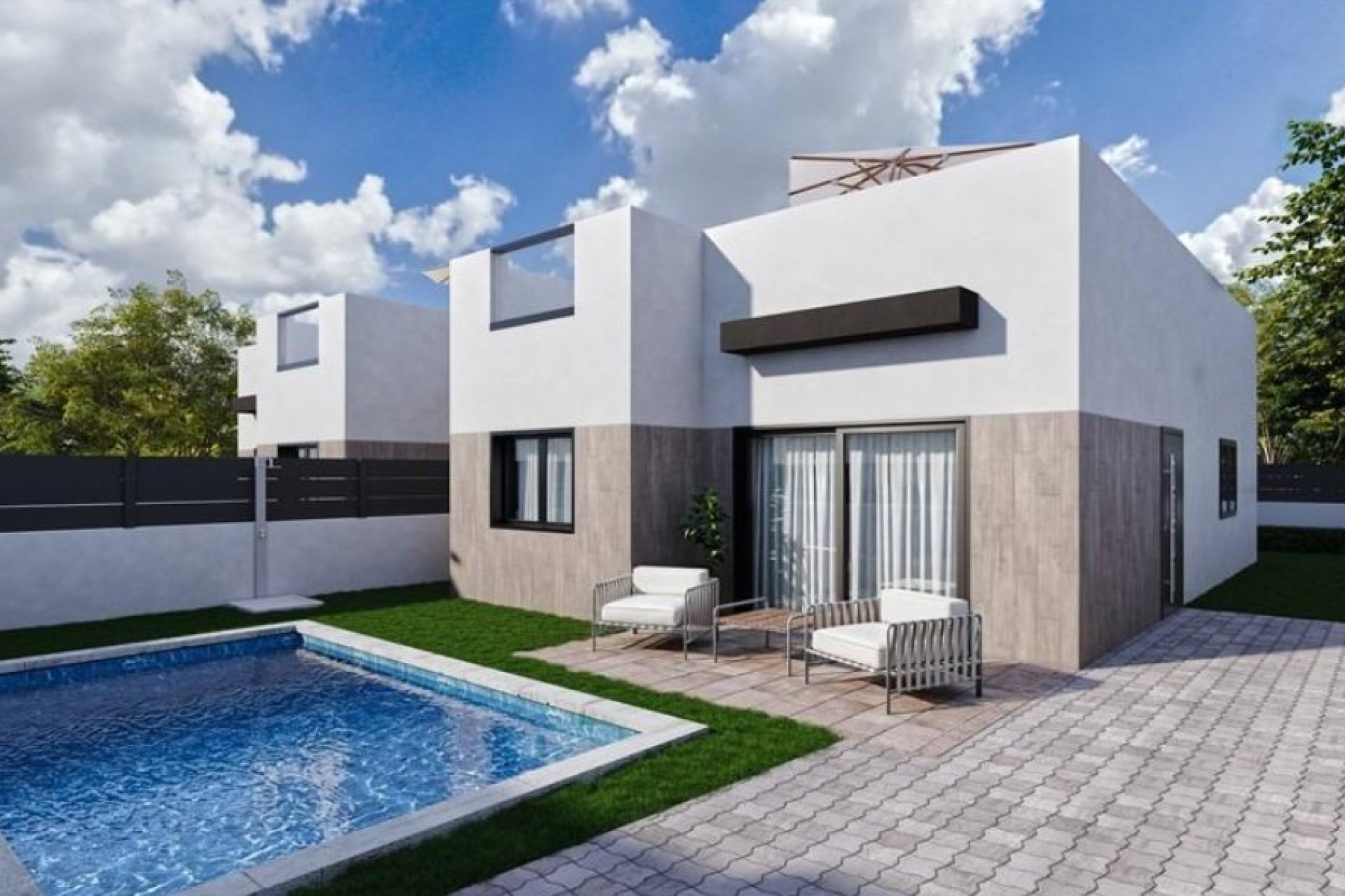 Villa moderna de 3 dormitorios con vistas a la ciudad en Mazarrón, cerca del campo de golf