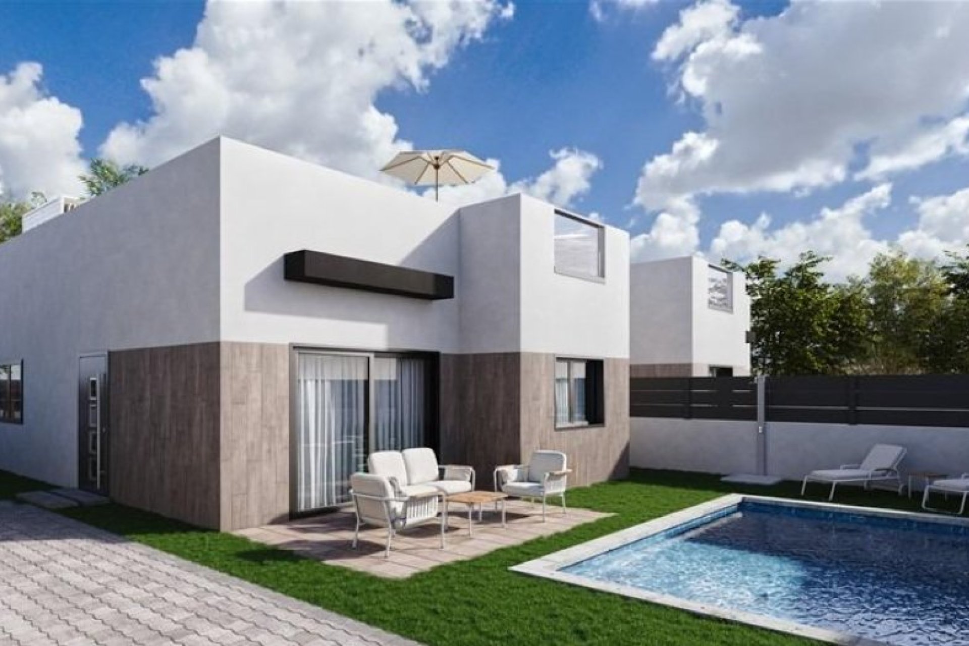 Villa moderna de 3 dormitorios con vistas a la ciudad en Mazarrón, cerca del campo de golf