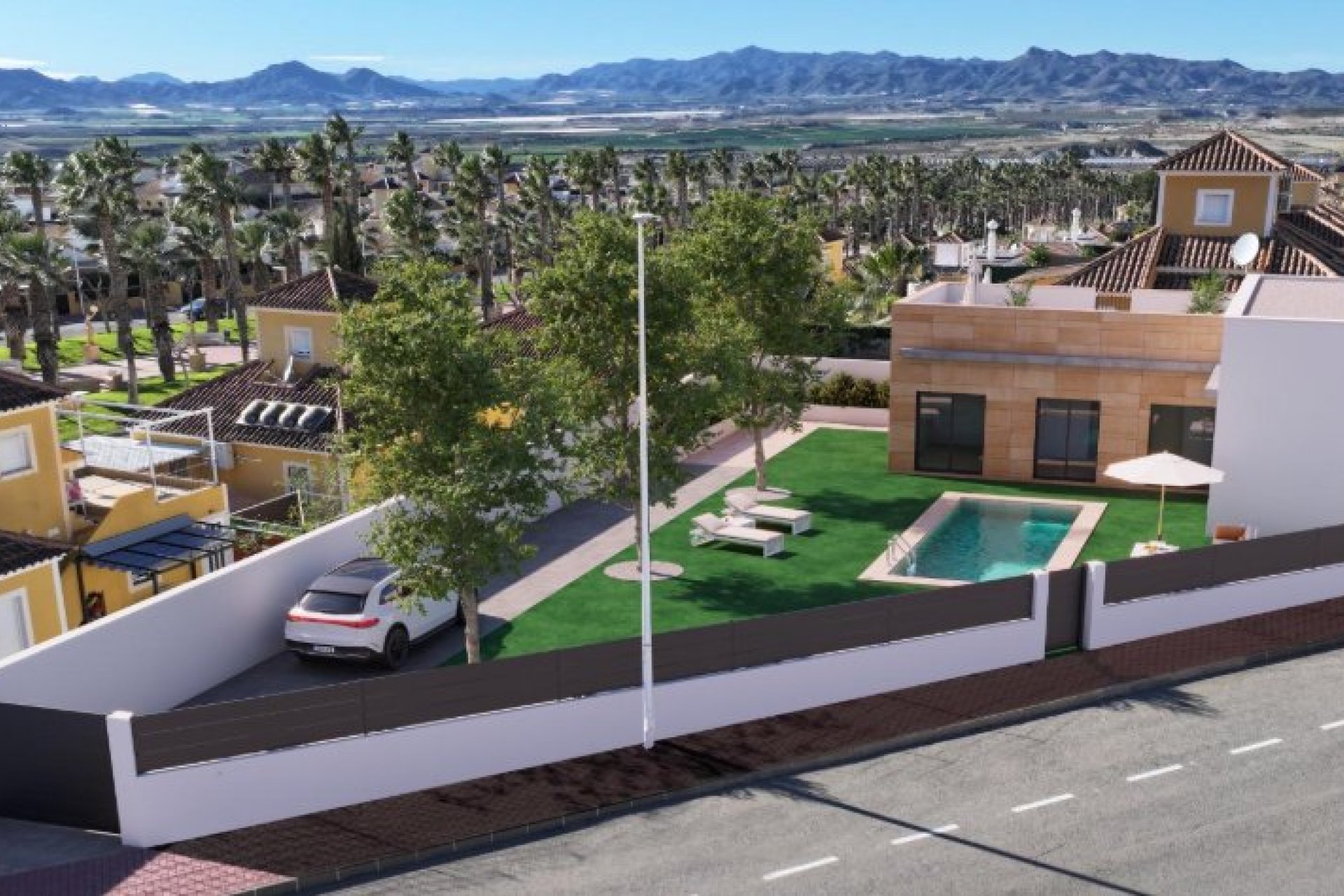 Villa moderna de 3 dormitorios con vistas a la ciudad en Mazarrón, cerca del campo de golf