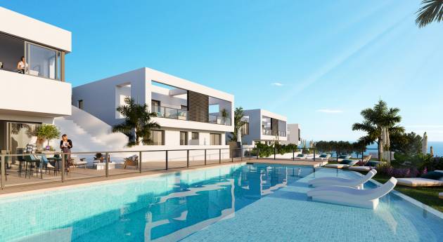 Rijtjeshuizen in Mijas met uitzicht op zee